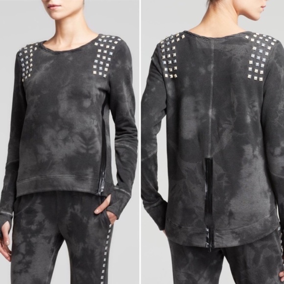 Pam & Gela Studded Fleece Gray Tie Dye Sweatshirt - Picture 10 of 11